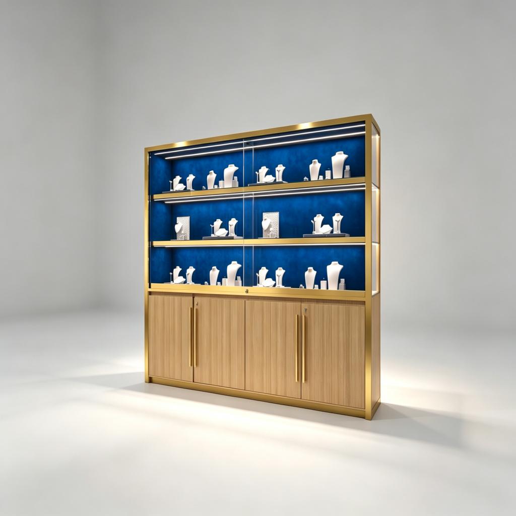 Gold tall vitrine front