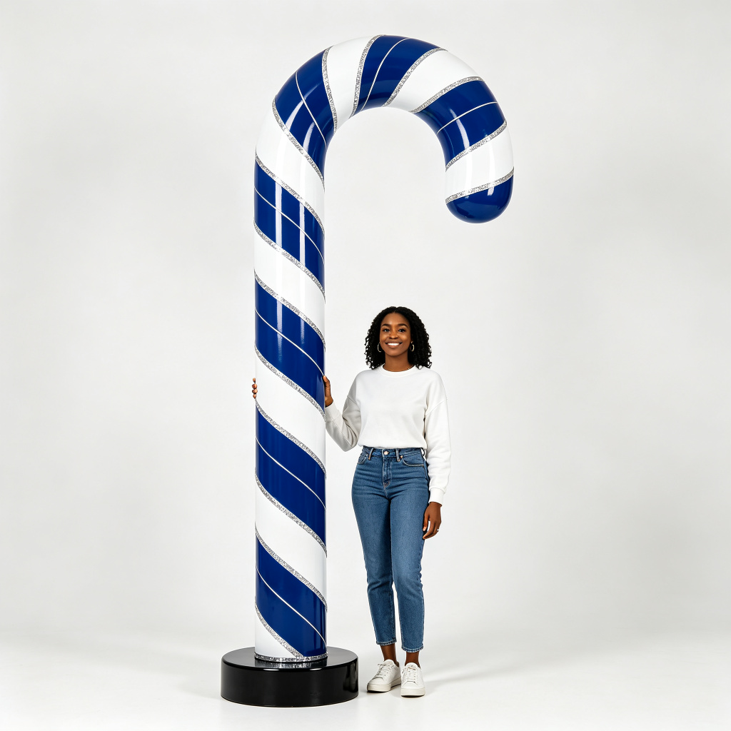 Blue candy cane front view