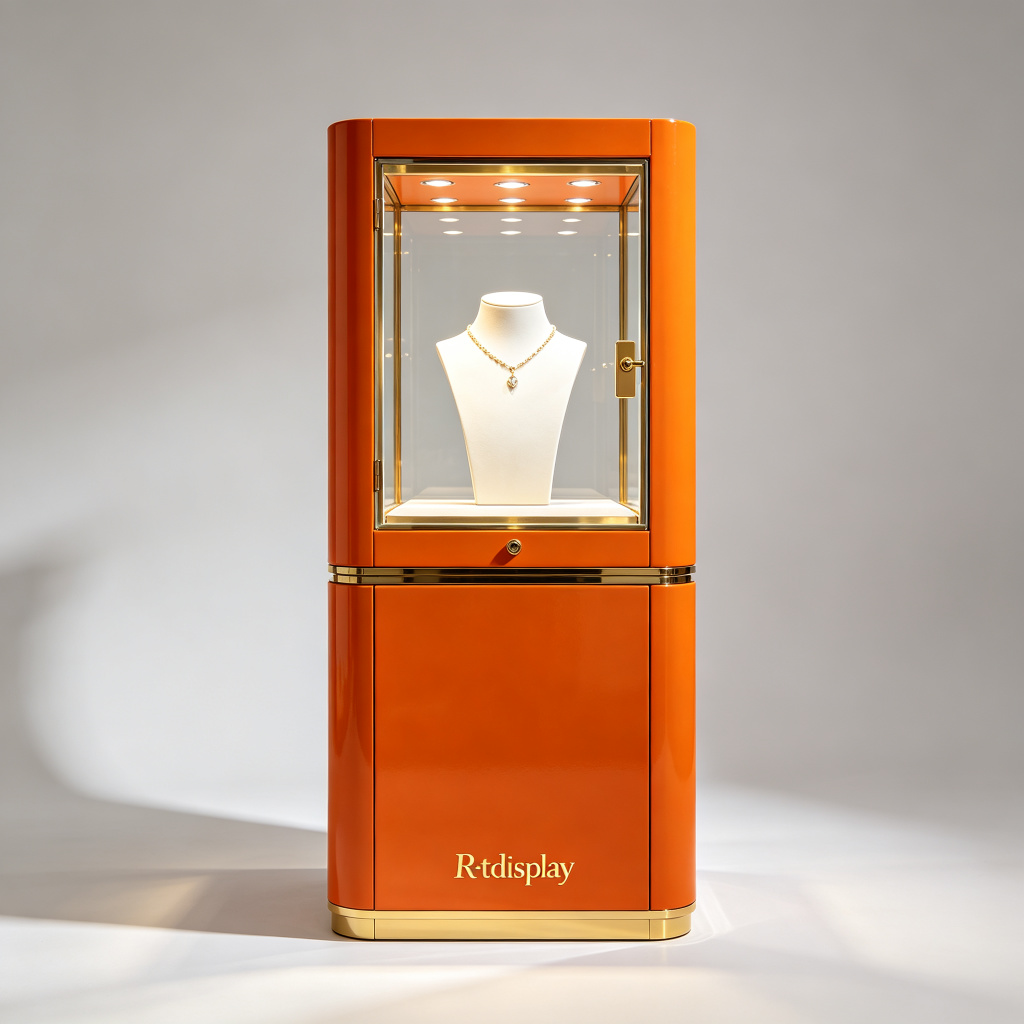 Orange jewelry display stand front