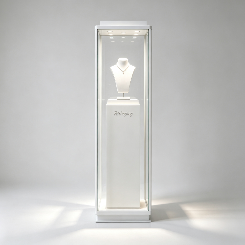 White square glass pedestal front