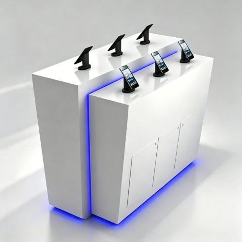 white stepped phone counter blue led 1
