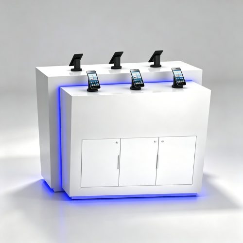 white stepped phone counter blue led 2