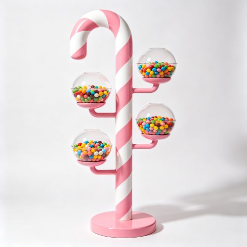 Pink candy cane bowl stand