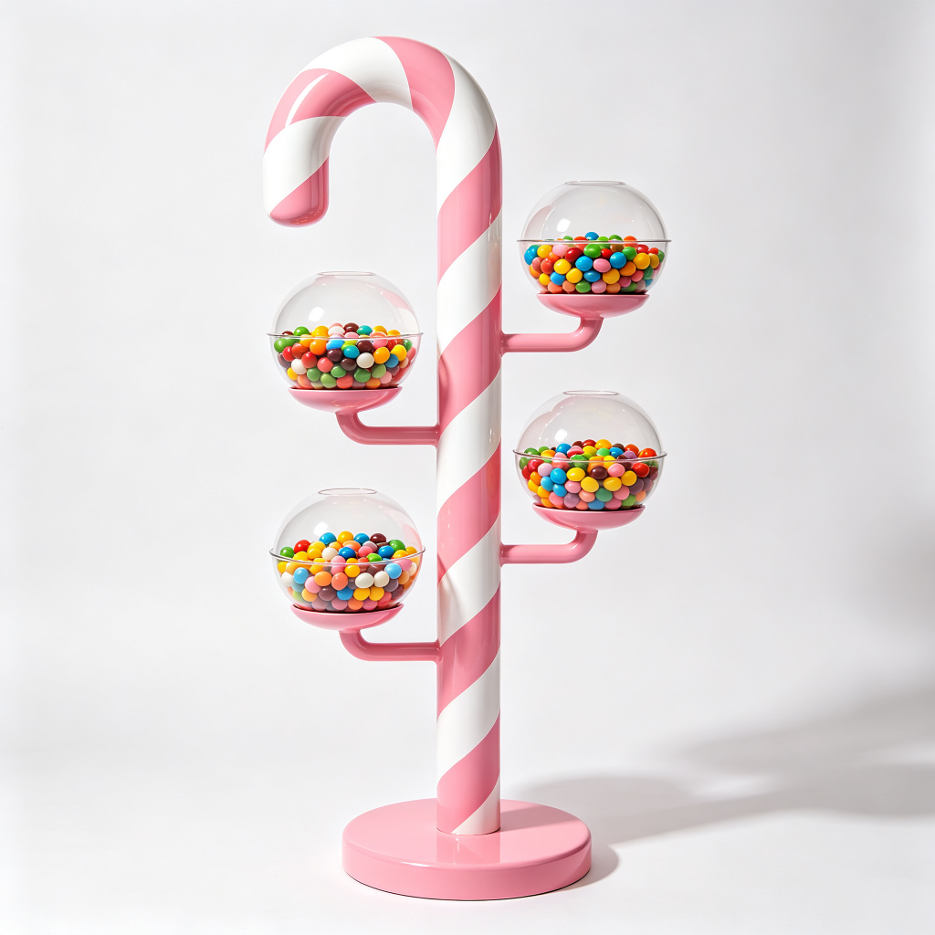 Pink candy cane bowl stand
