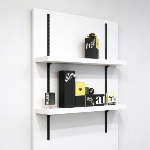 White floating wall shelf system right 45 degree main view