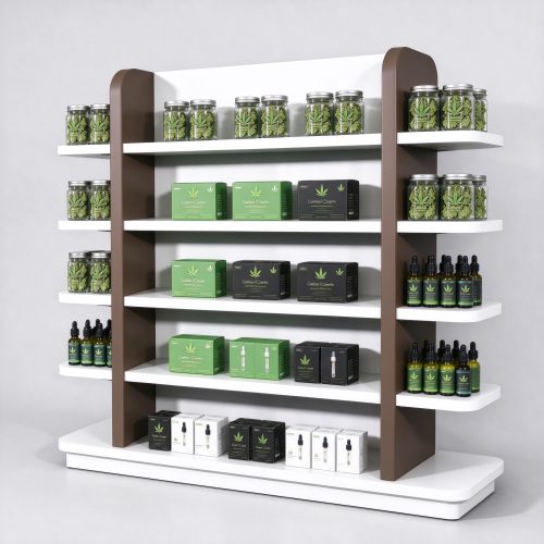 Chocolate brown end panel cannabis gondola right 45 degree main view
