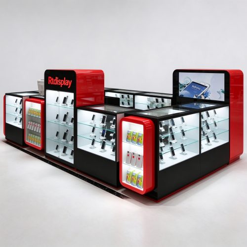 Phone kiosk right angle view