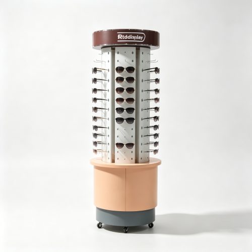 Rotating sunglasses display stand front view