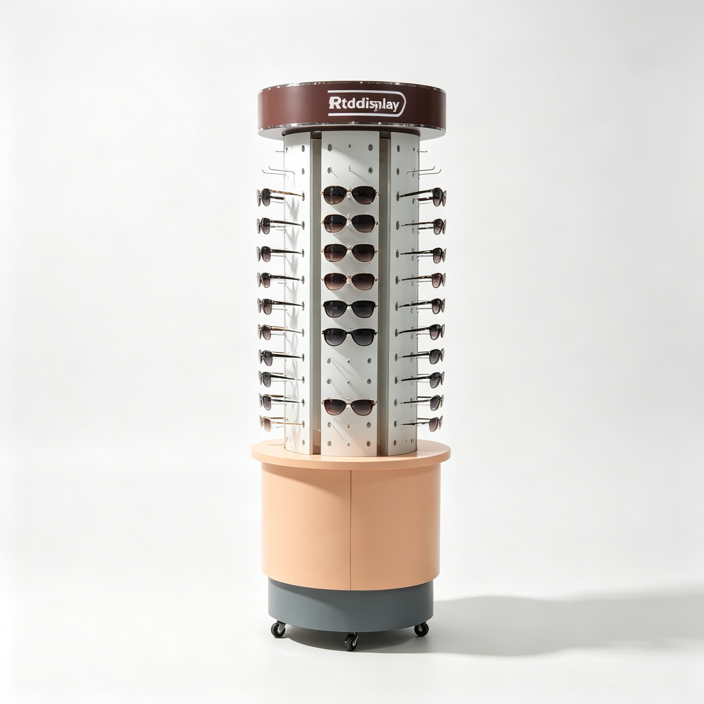 Rotating sunglasses display stand front view