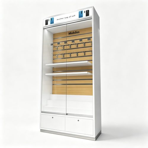 White glass display cabinet