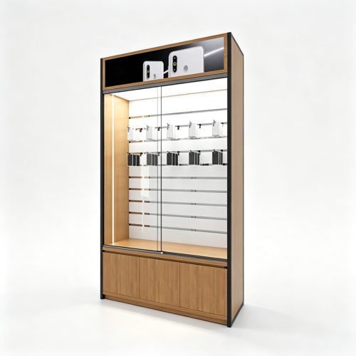 Wood slatwall display cabinet
