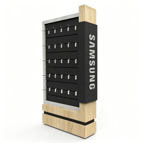 Black pegboard display stand