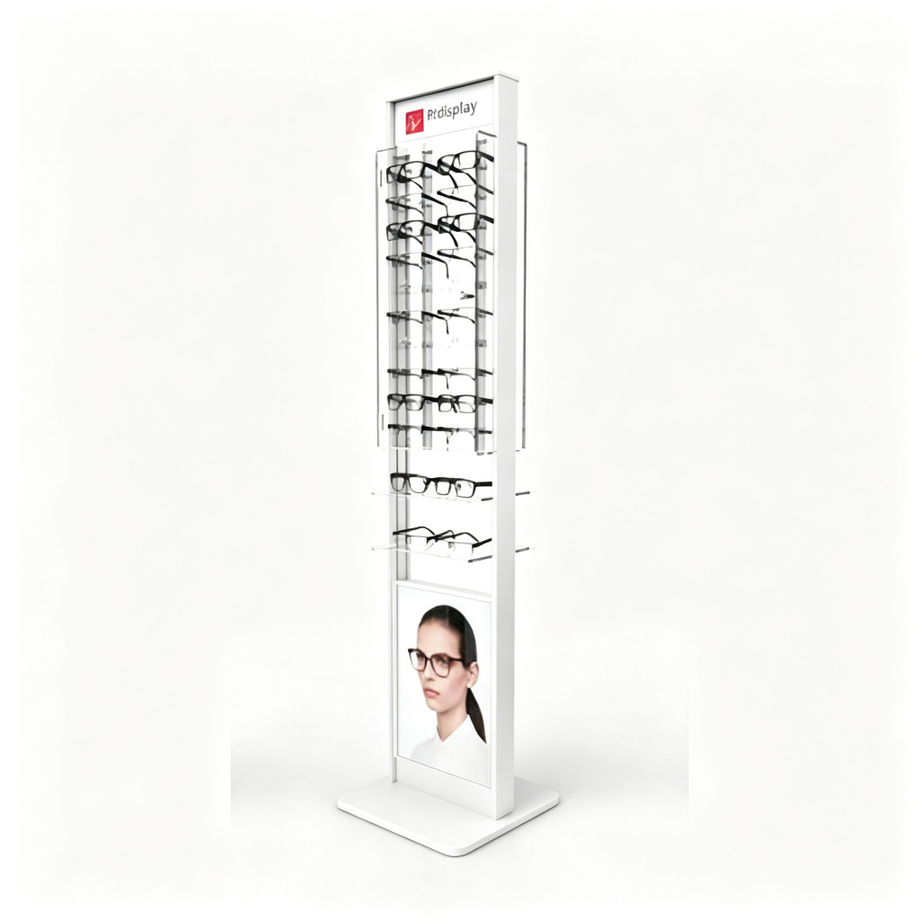 Floor standing eyeglass display front view