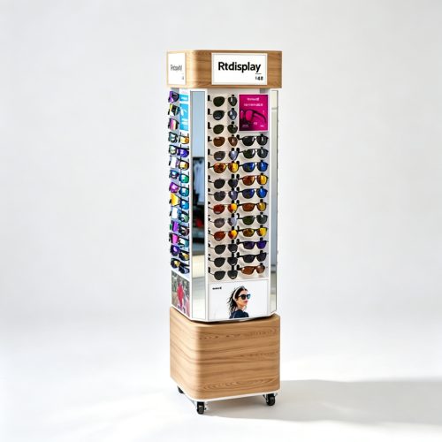 Wood veneer 4-sided display front view