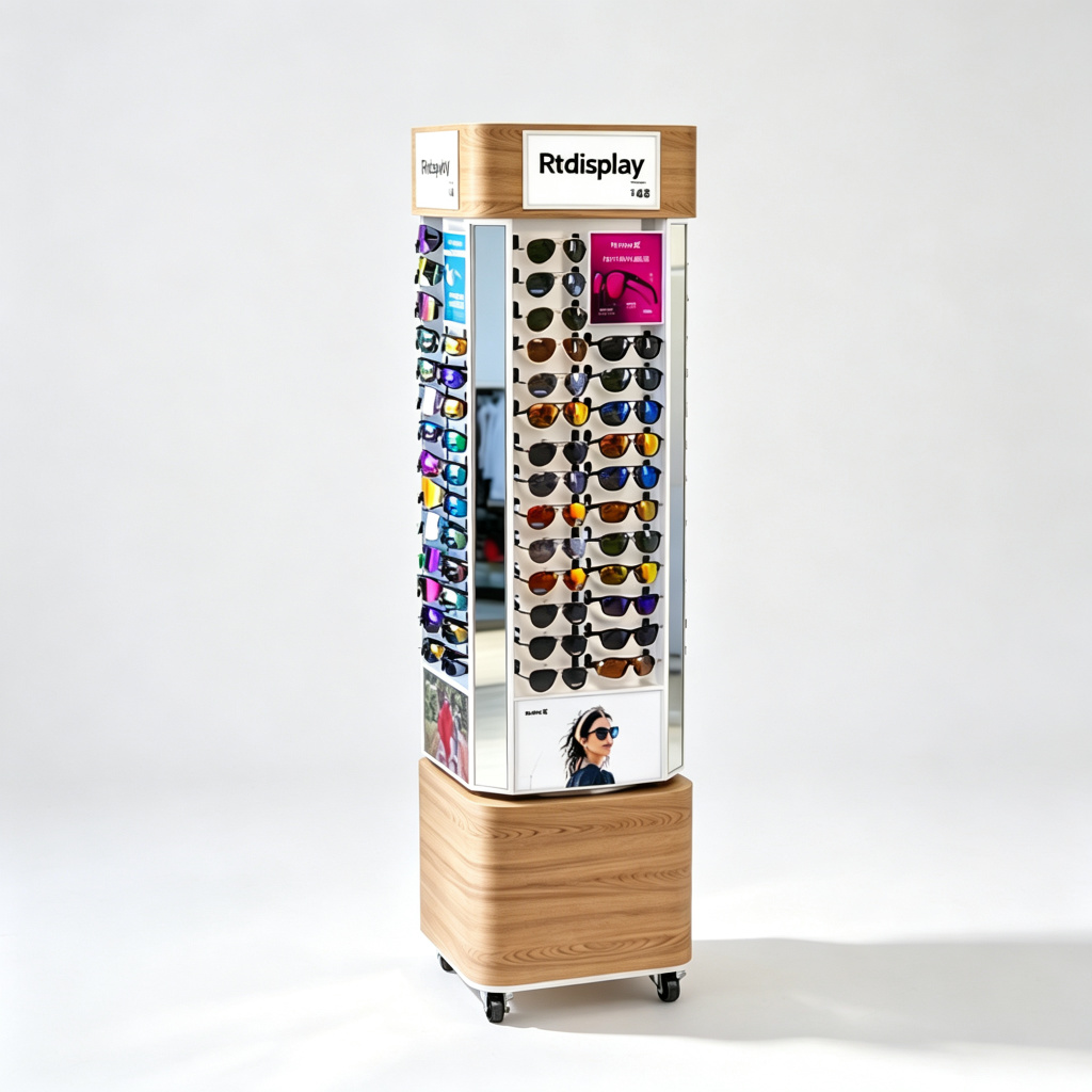 Wood veneer 4-sided display front view