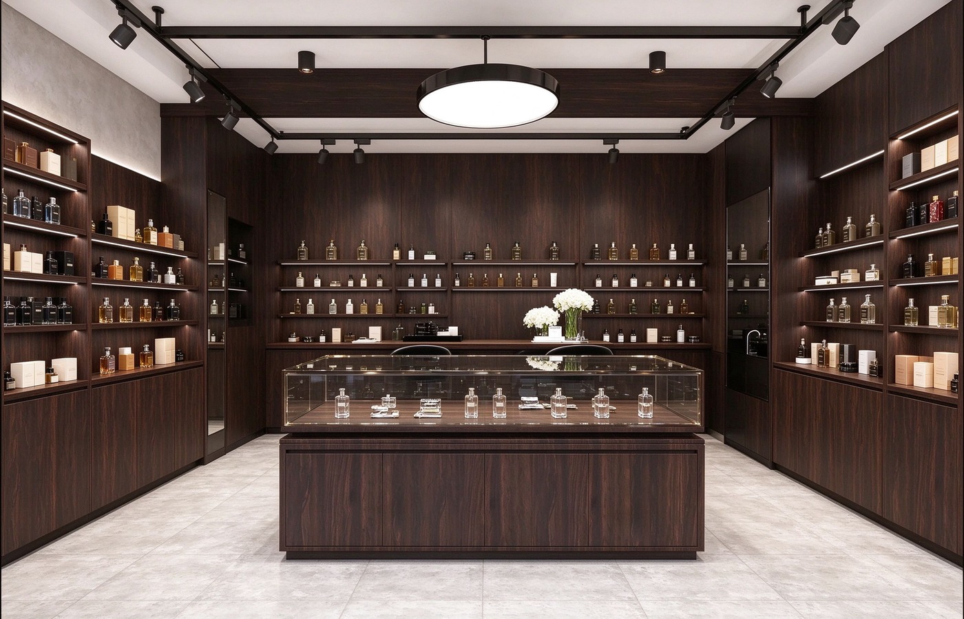 Wood island display unit