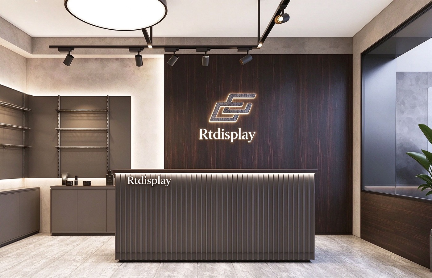 Wood reception desk