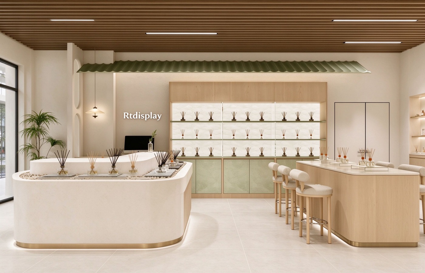 White arc bar counter
