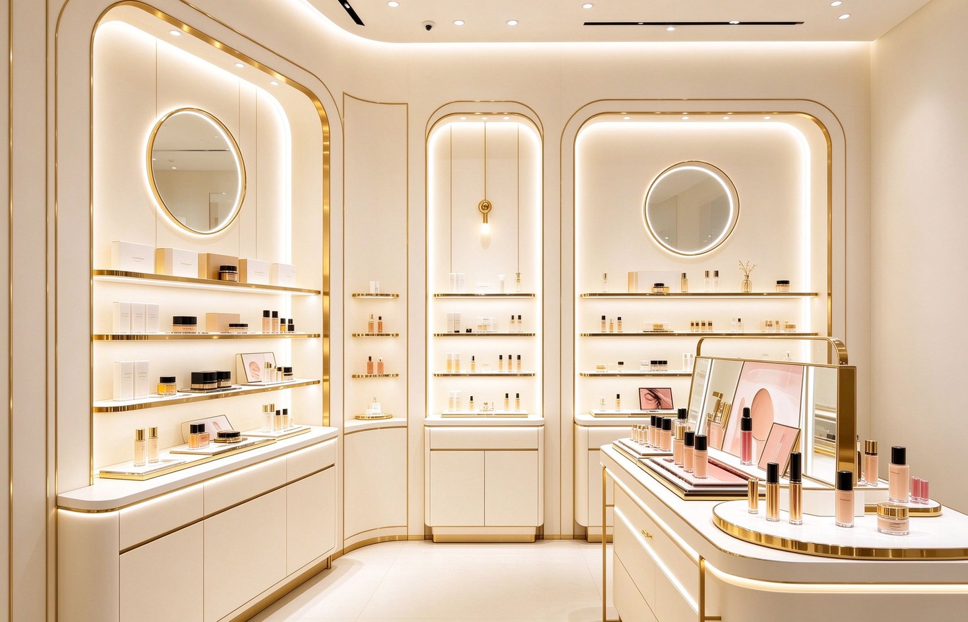 Skincare shelf wall counter