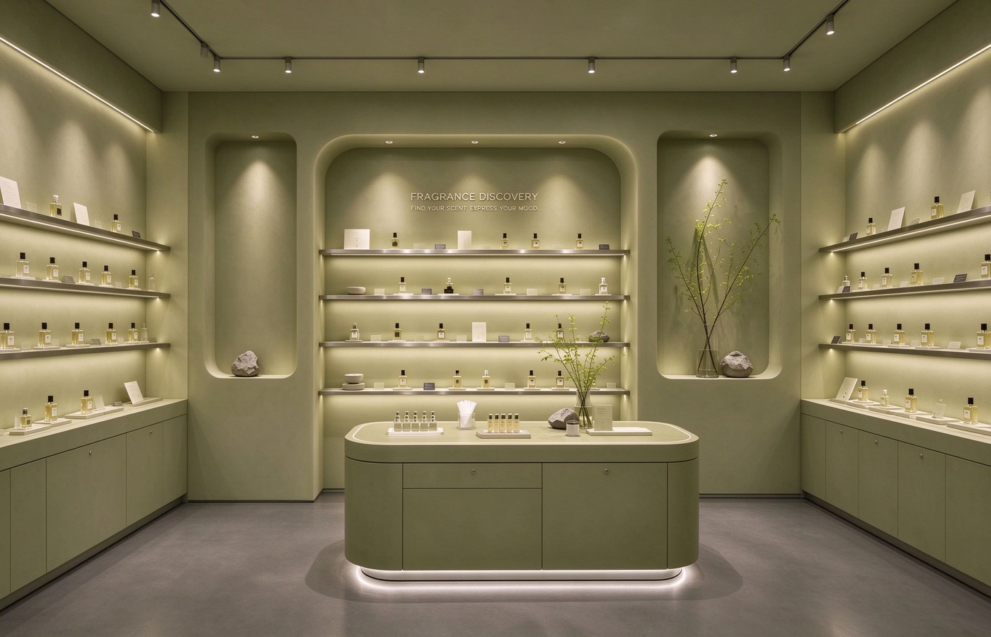 Fragrance discovery wall display