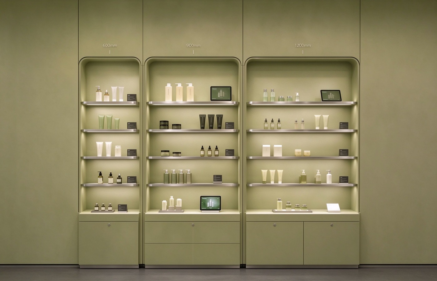 Modular wall display cabinets