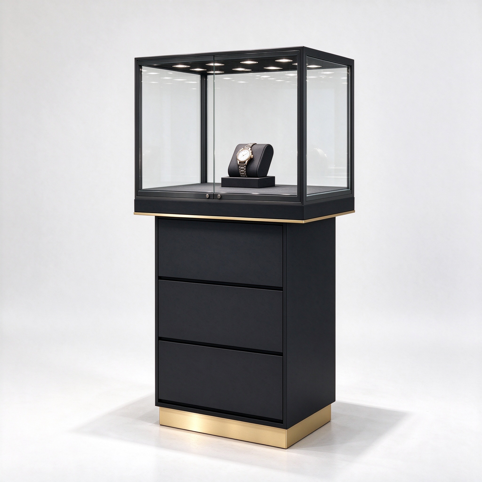 Black drawer watch tower right 45 view