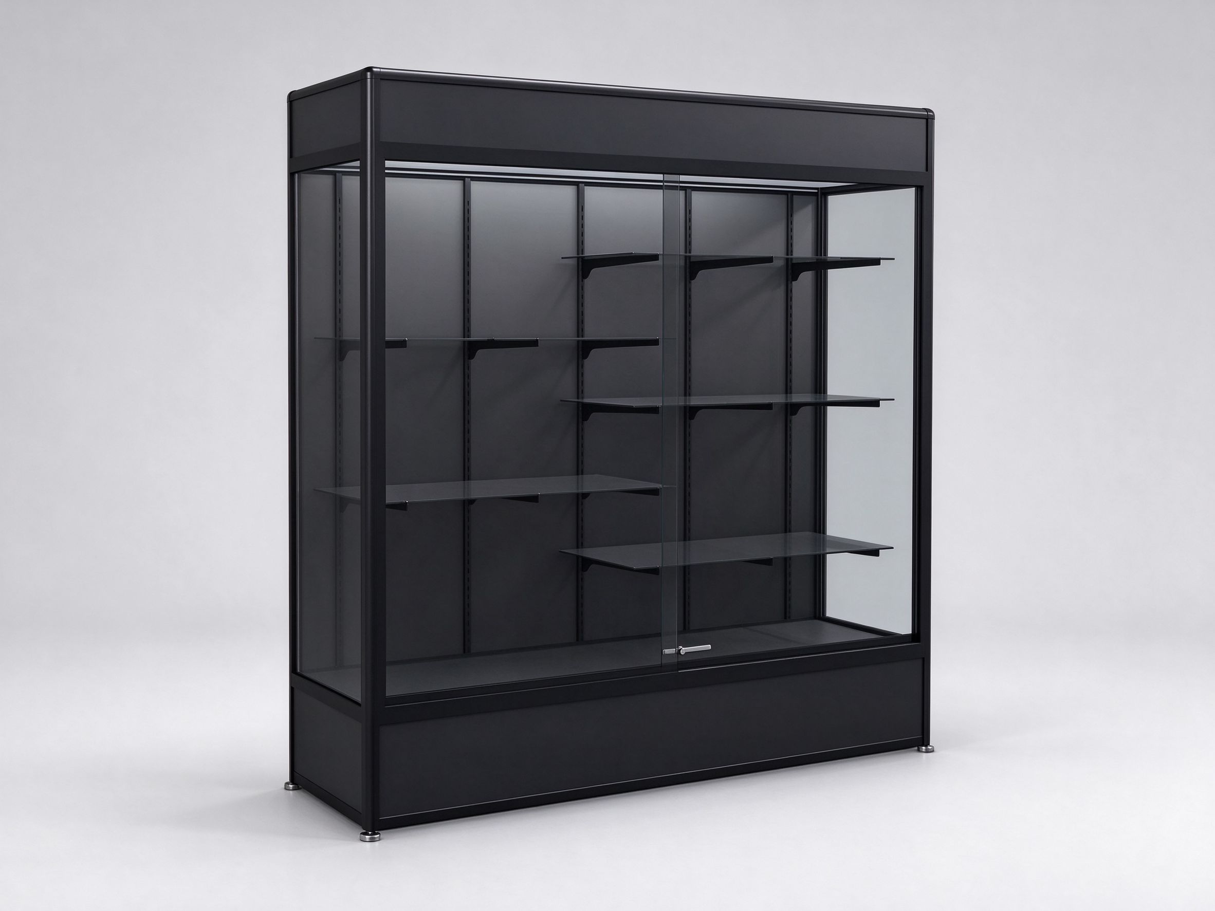 black metal display cabinet