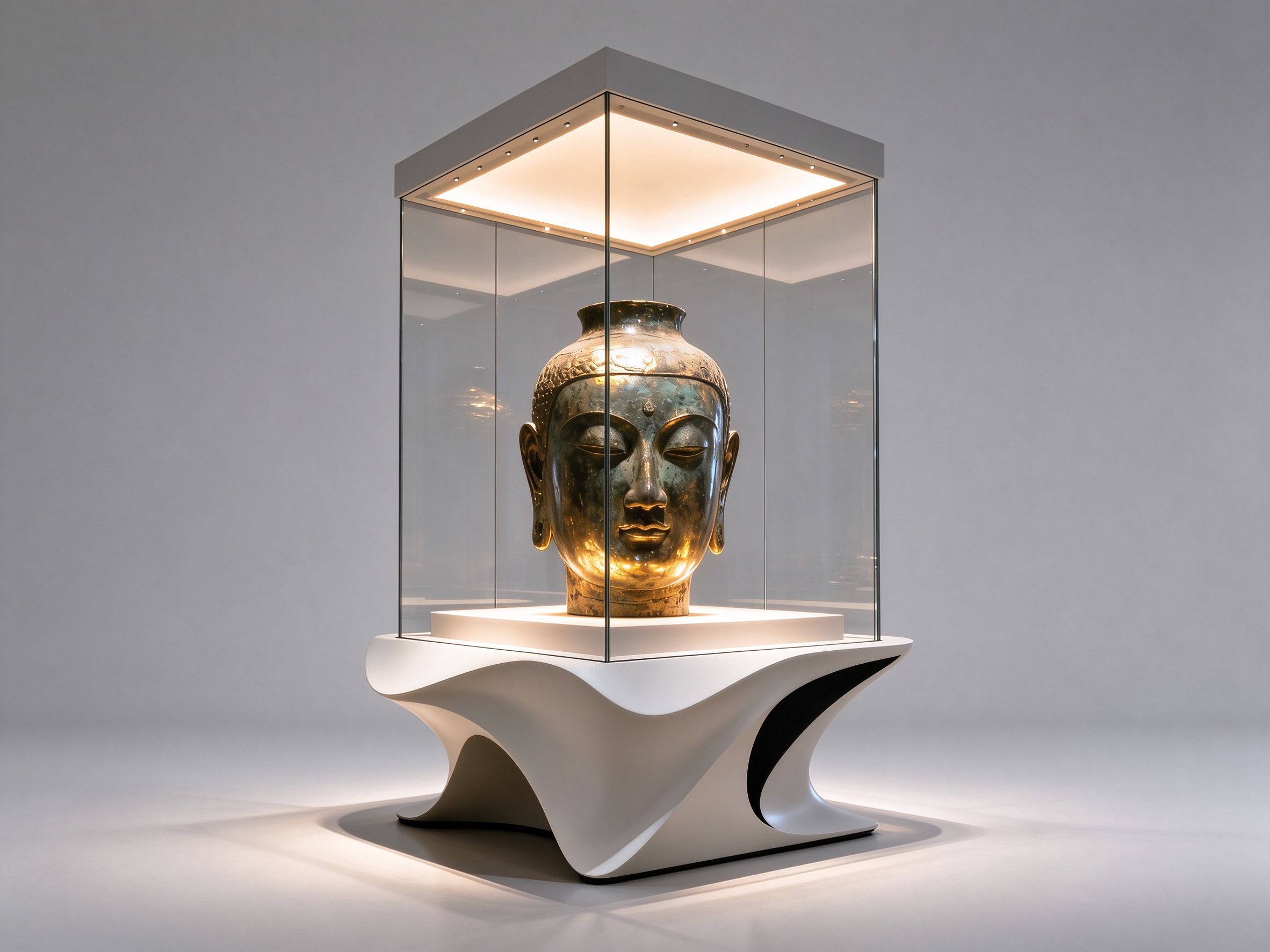 black museum display case