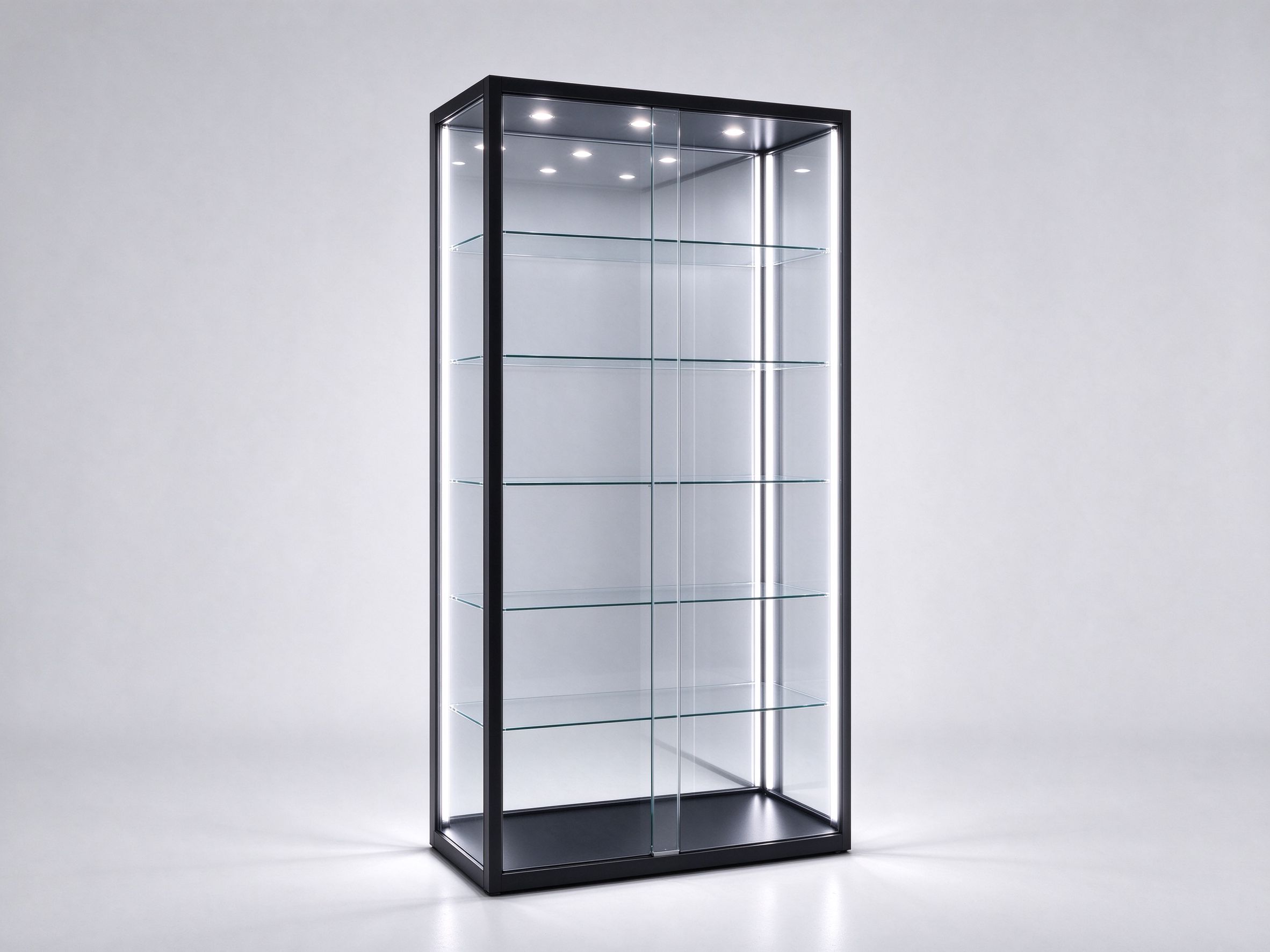 black aluminum LED showcase