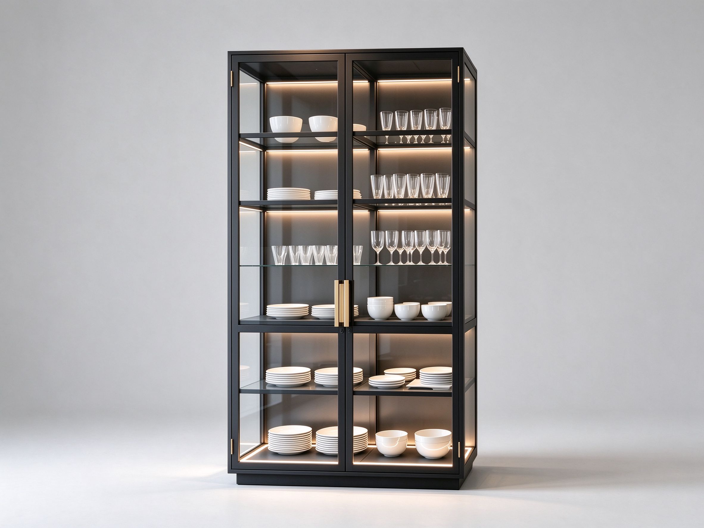black wood glass cabinet