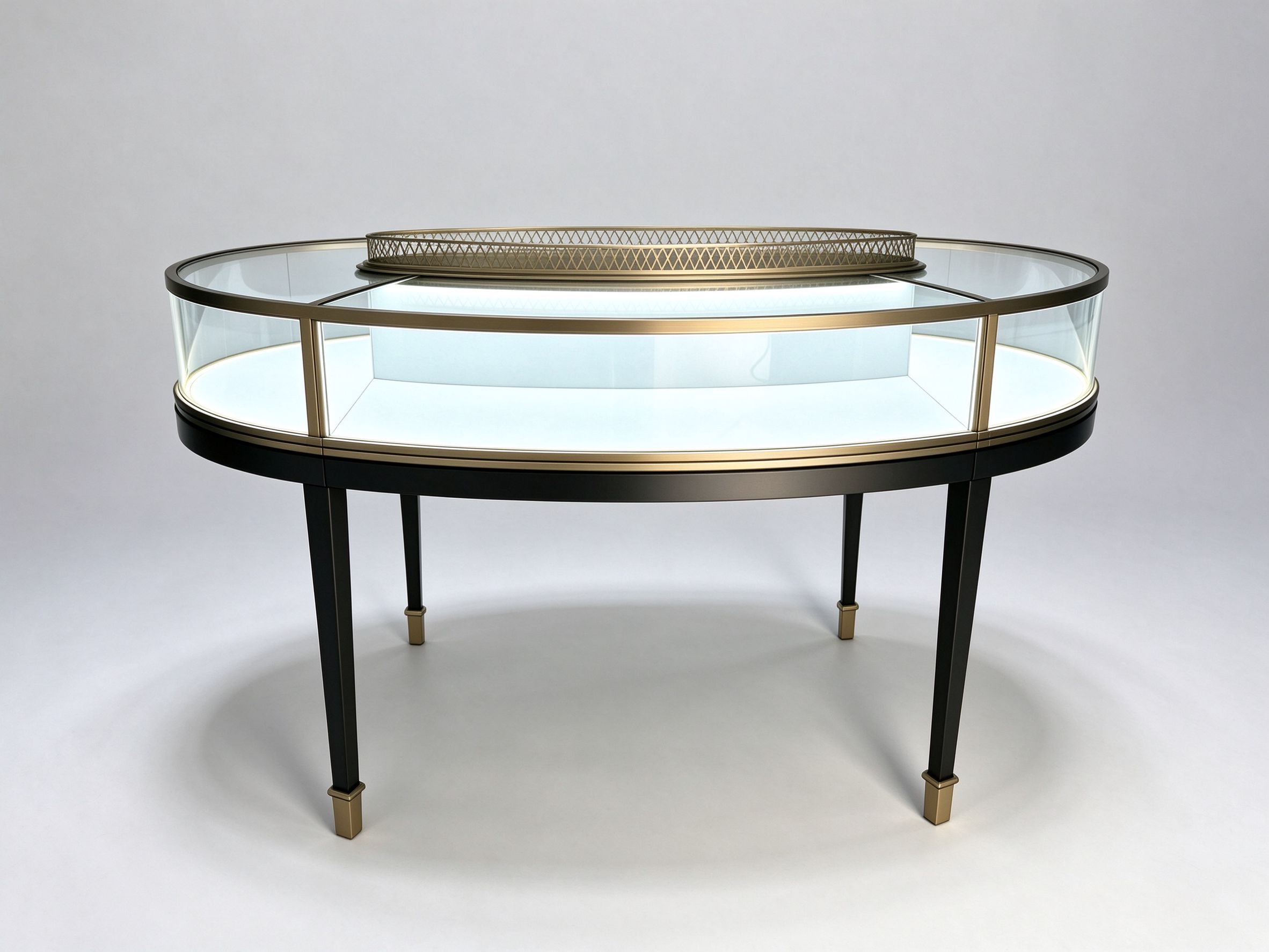matte black glass showcase