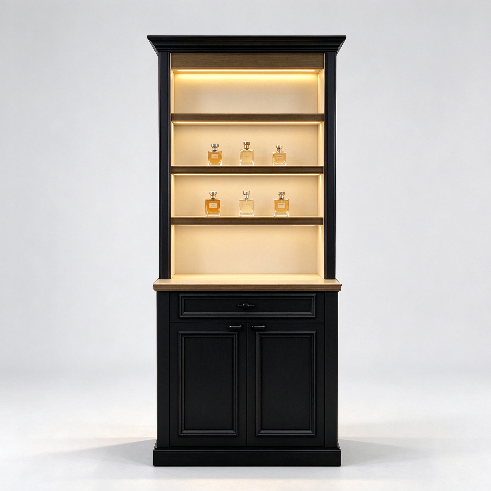 black shelf cabinet front