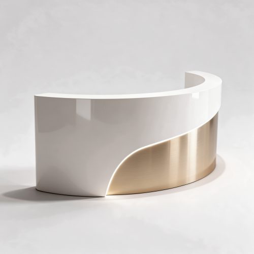 curved white counter