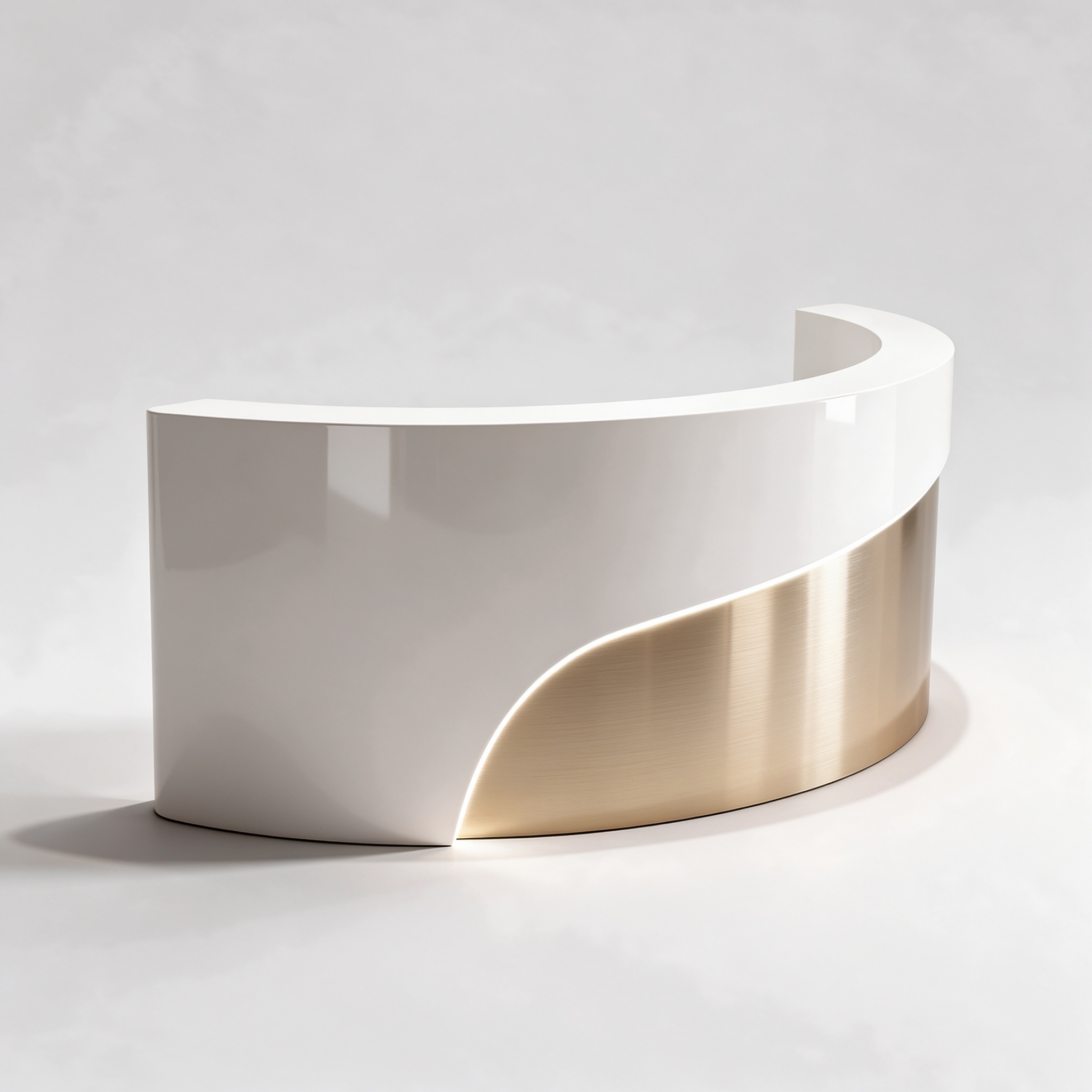 curved white counter