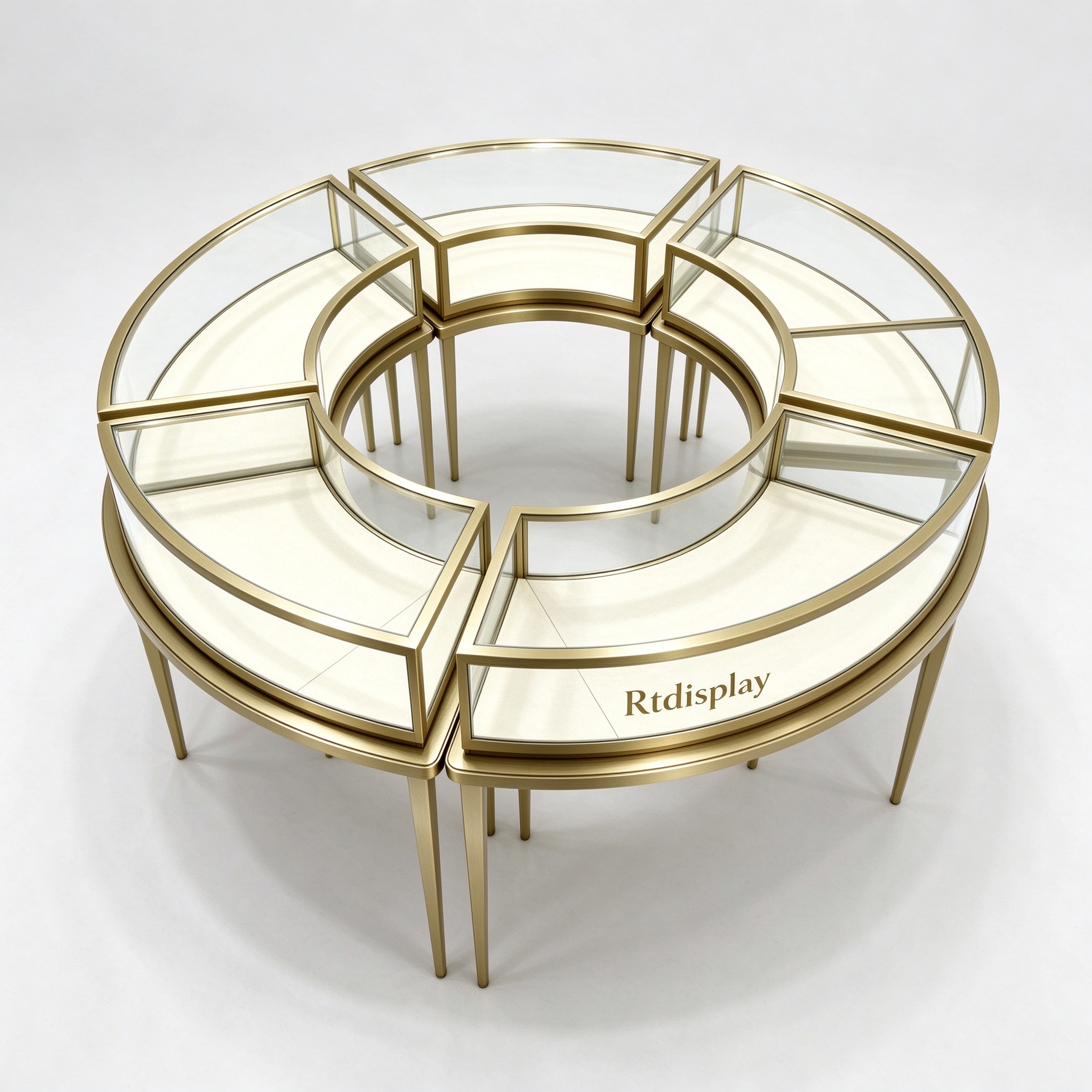 Circular ring glass jewelry display showcase top view