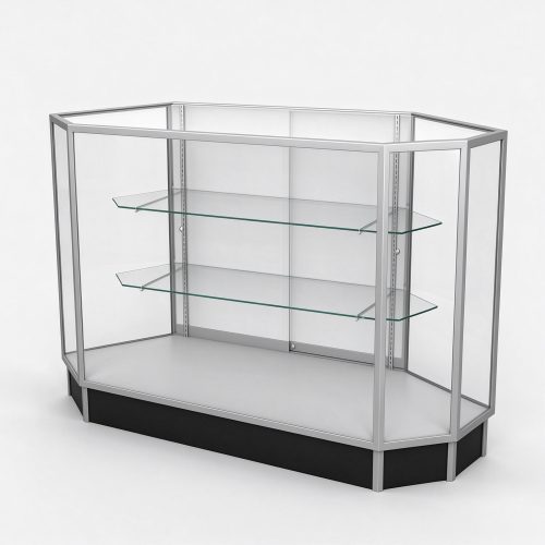 Corner glass display counter