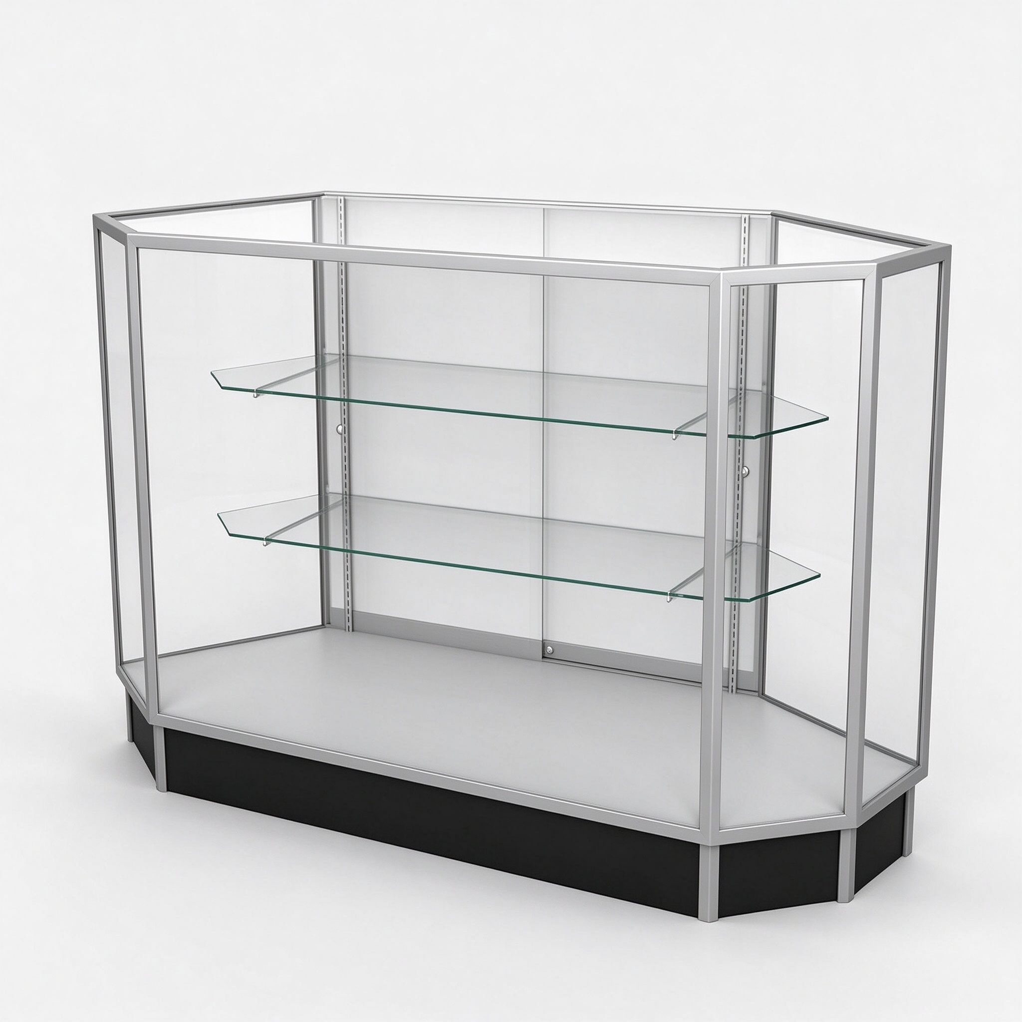Corner glass display counter
