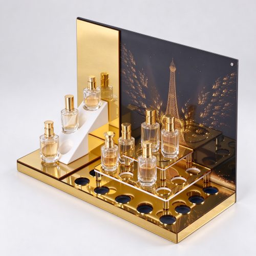 gold perfume display