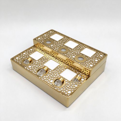gold metal tray