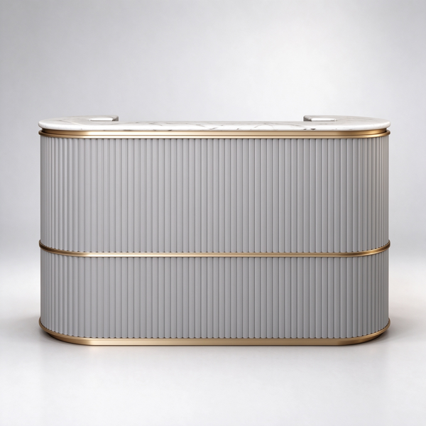 Ribbed grey reception counter
