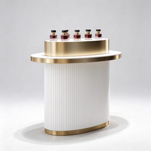 White fluted stand front