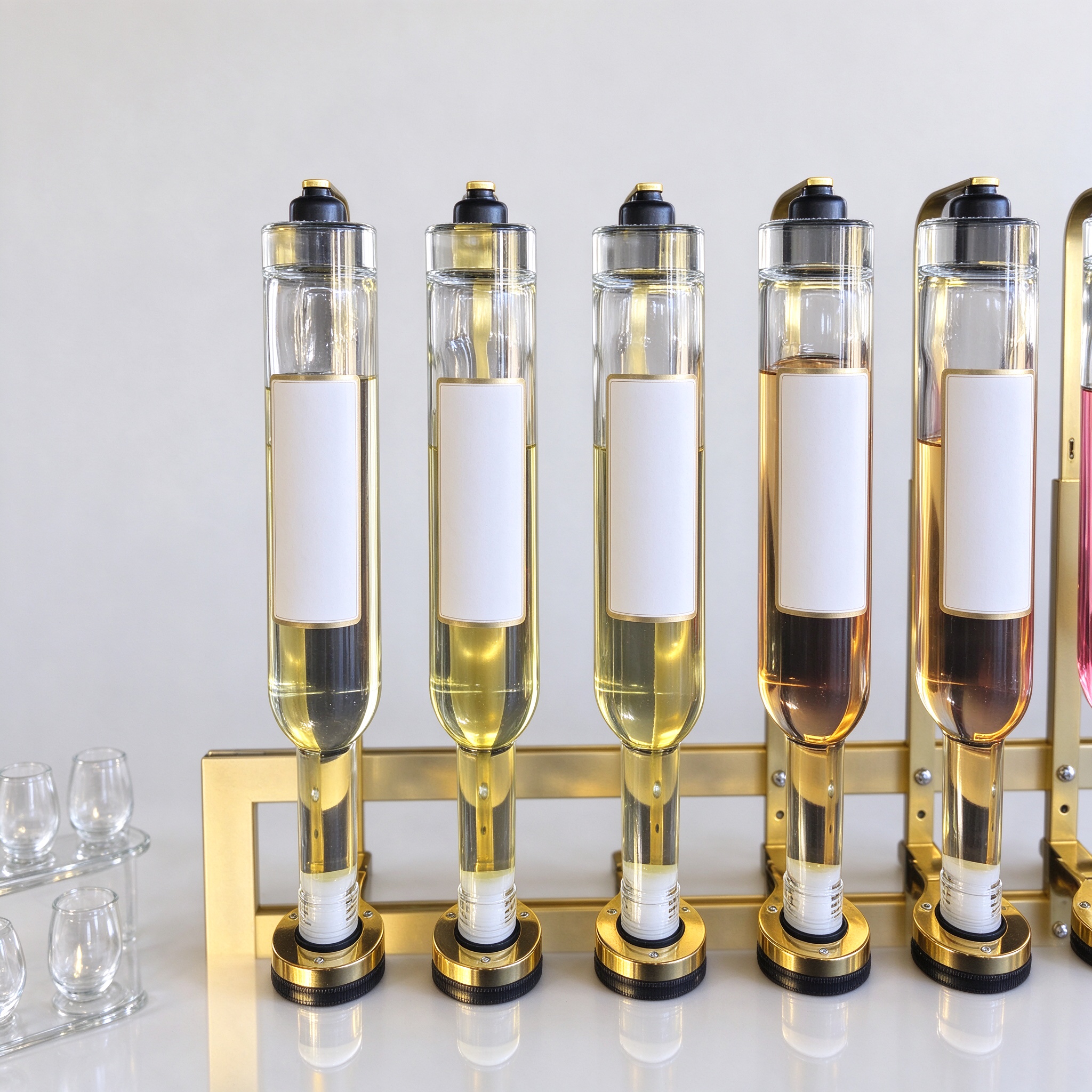ds_labeled Upright labeled perfume bottles row