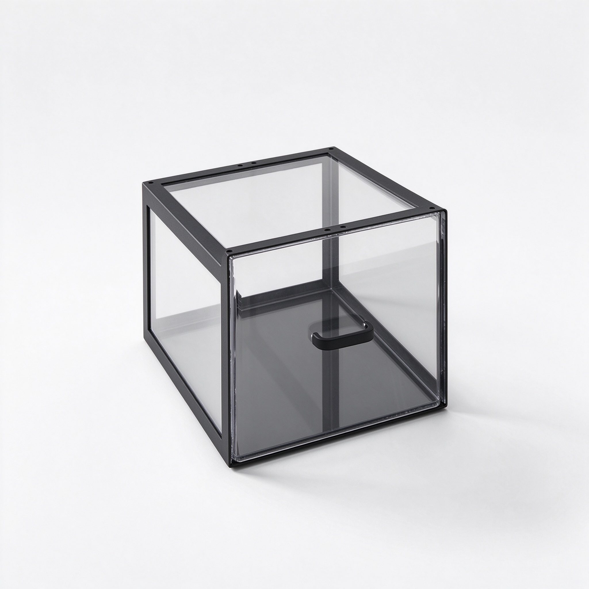 Countertop metal display box left 45 degree view
