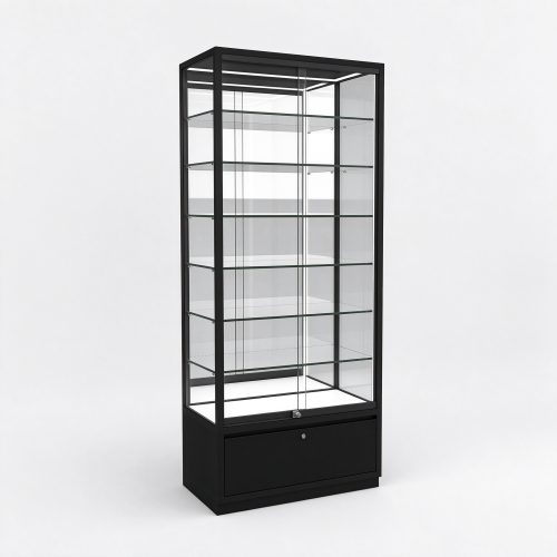 Freestanding glass display case