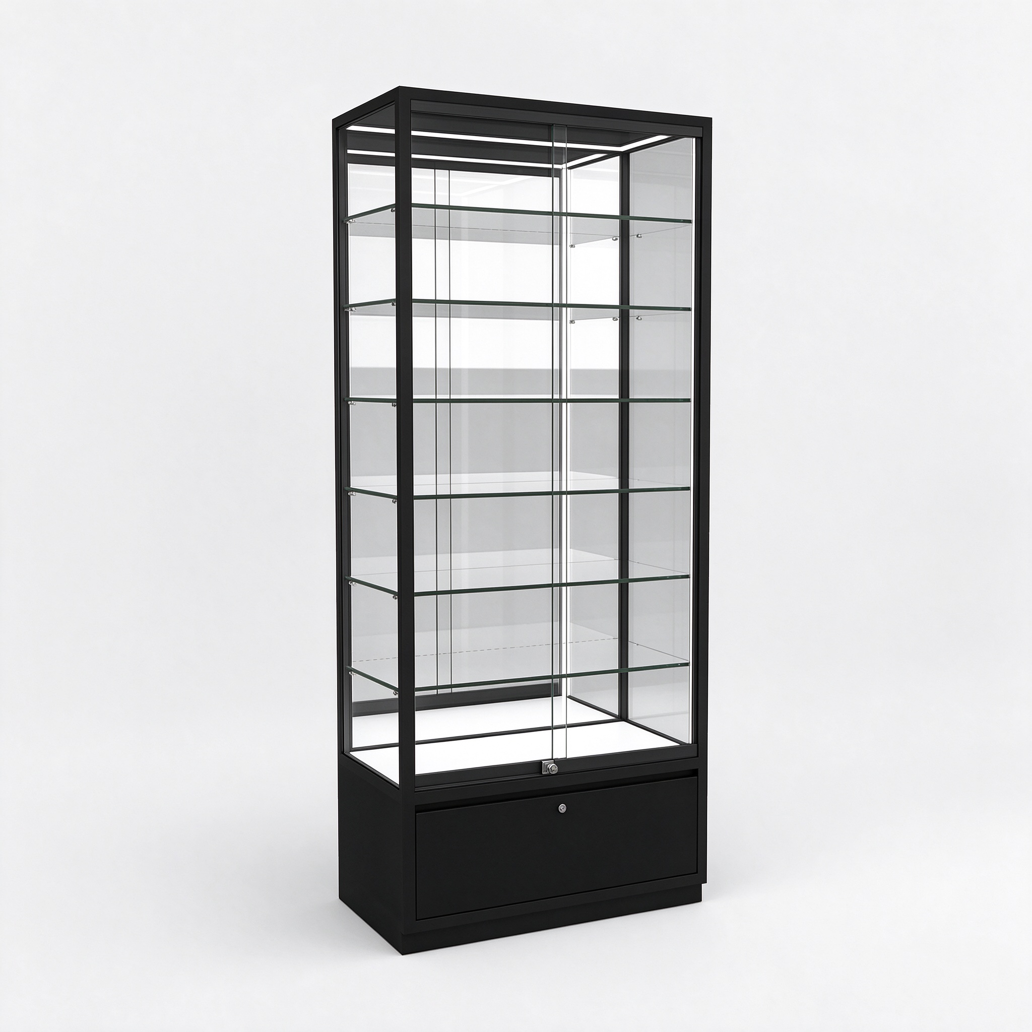 Freestanding glass display case