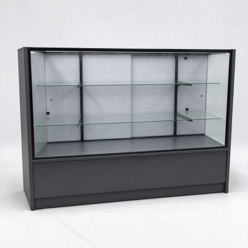 56 inch dark gray full vision glass counter left 45 degree view