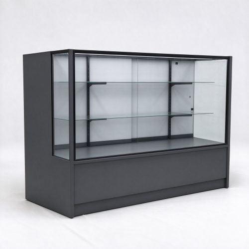 56 inch dark gray full vision glass counter right 45 degree view