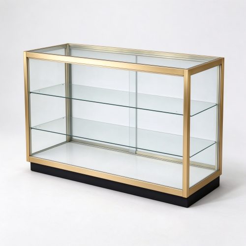 40 inch champagne gold full vision display case left 45 degree view