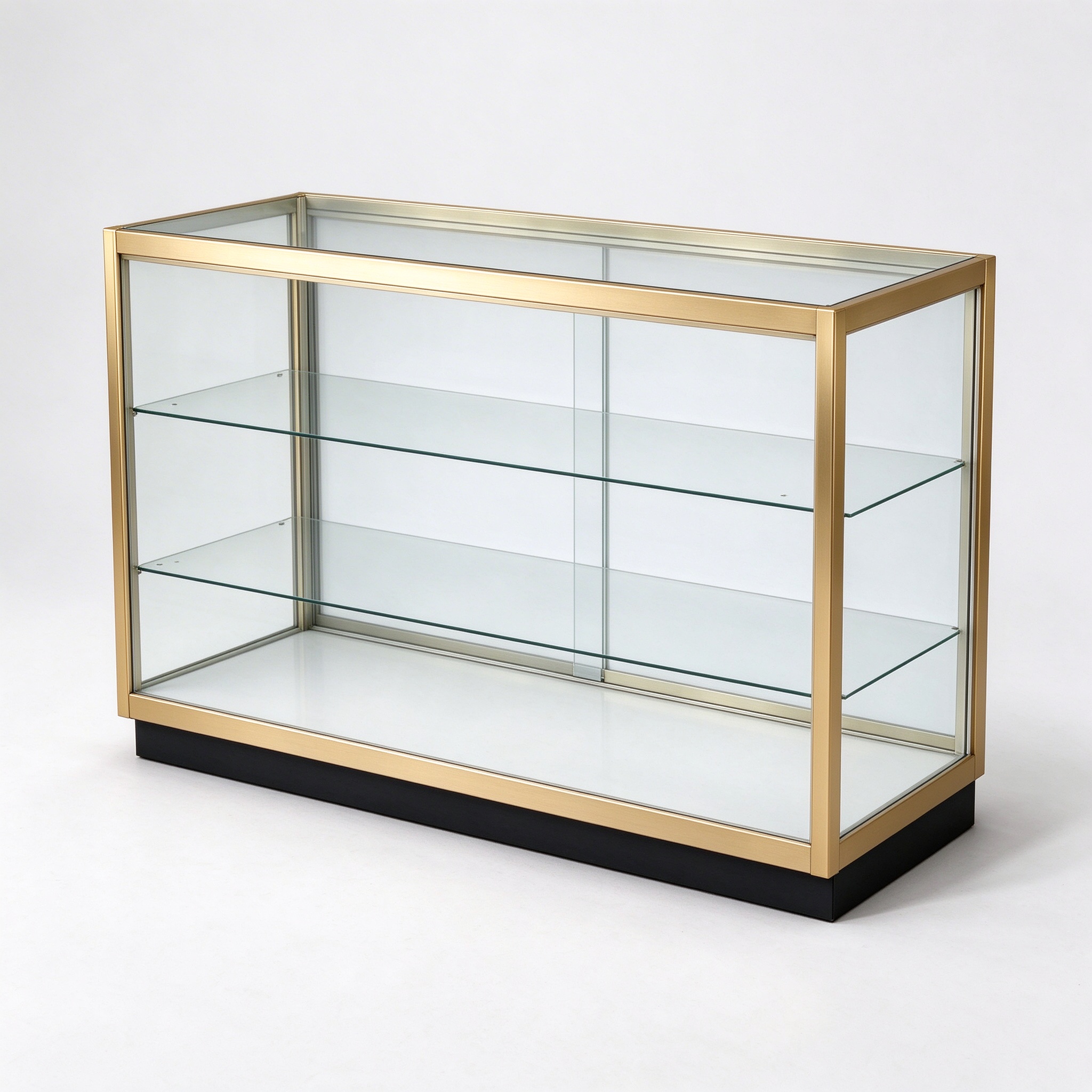 40 inch champagne gold full vision display case left 45 degree view