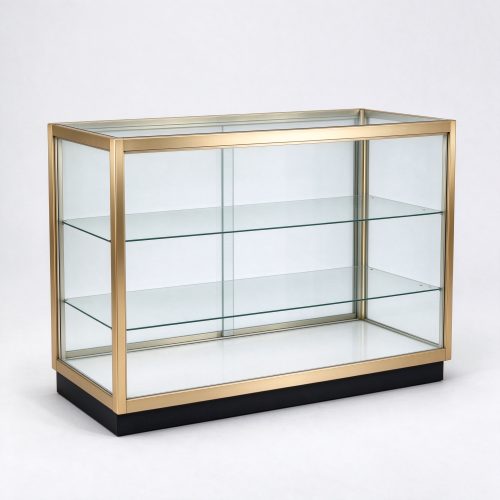 40 inch champagne gold full vision display case right 45 degree view